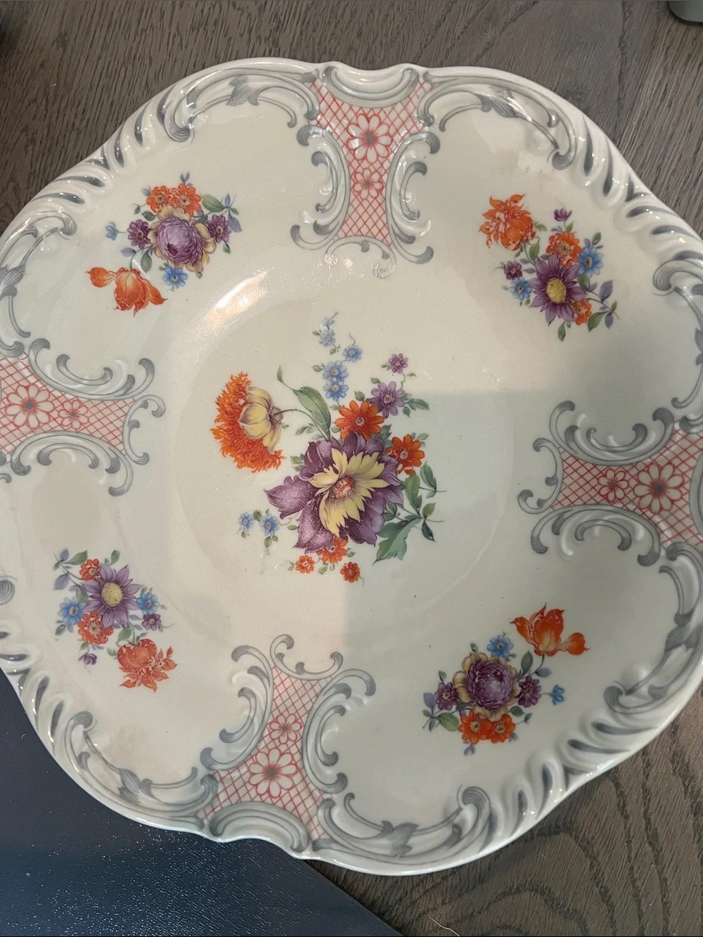 Bavaria Schumann Floral Scalloped Serving Bowl -Vintage